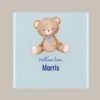 Geboorte tegel: beertje met blauwe of roze achtergrond
