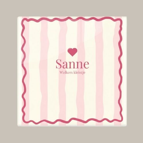 132 Geboorte tegeltje: strepen en naam