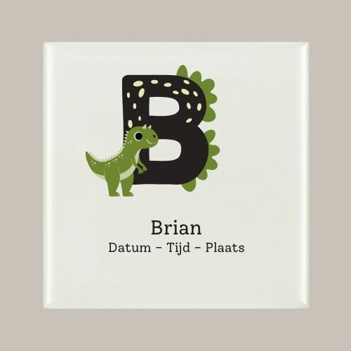 137 Geboorte tegeltje: Dino en letter naam