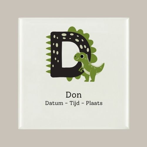 139 Geboorte tegeltje: Dino en letter naam