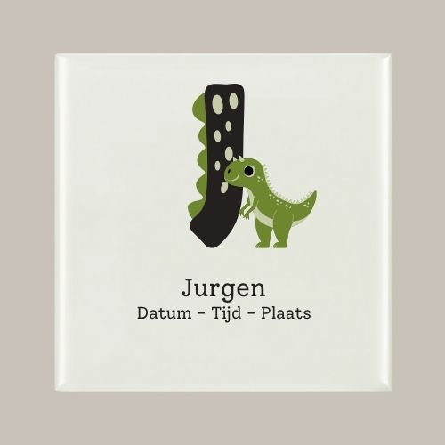 145 Geboorte tegeltje: Dino en letter naam