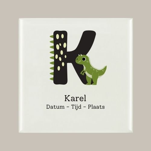 146 Geboorte tegeltje: Dino en letter naam