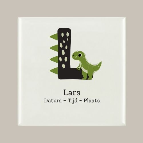 147 Geboorte tegeltje: Dino en letter naam