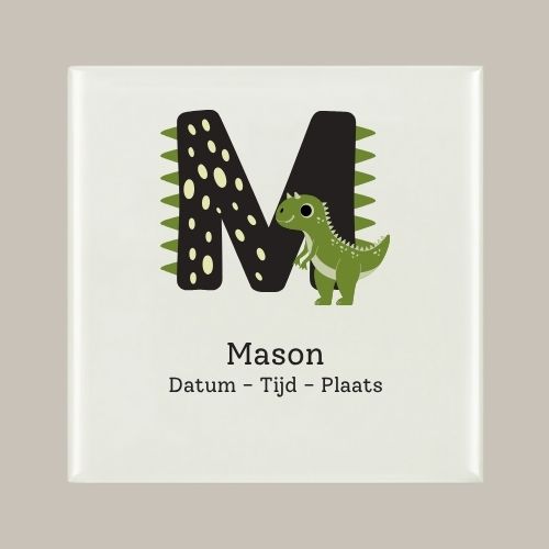 148 Geboorte tegeltje: Dino en letter naam