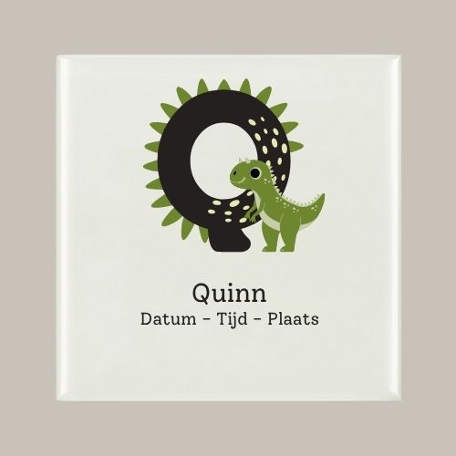152 Geboorte tegeltje: Dino en letter naam