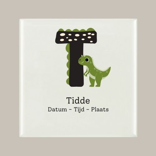 155 Geboorte tegeltje: Dino en letter naam