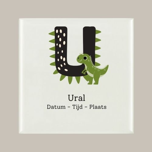 156 Geboorte tegeltje: Dino en letter naam