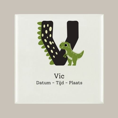157 Geboorte tegeltje: Dino en letter naam