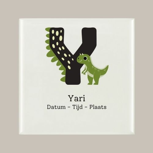 160 Geboorte tegeltje: Dino en letter naam