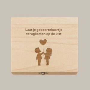 Memory box klein met afbeelding van je geboortekaartje.