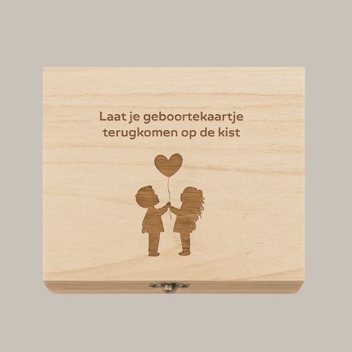 Memory box klein met afbeelding van je geboortekaartje.