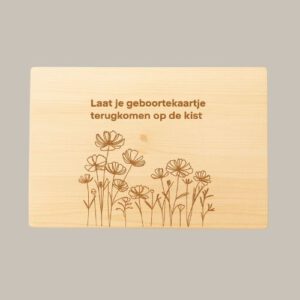 Herinneringskist met afbeelding van het geboortekaartje