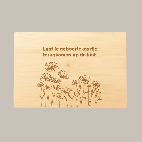 Herinneringskist met afbeelding van het geboortekaartje