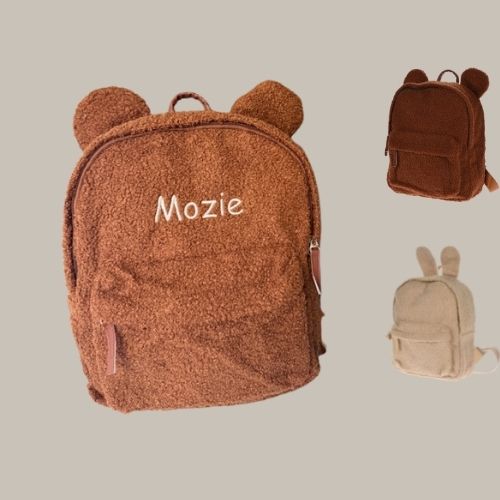 Teddy Kinder-rugzak beige.