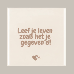 Tegeltje: Leef je leven zoals het je gegeven is.